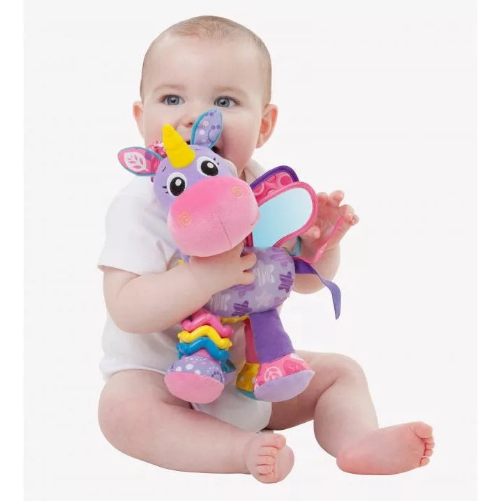 Playgro Activity Friend Stella Unicorn – Đồ chơi phát triển cảm giác cho bé, kẹp gắn xe đẩy/ghế ngồi, từ 0 tháng