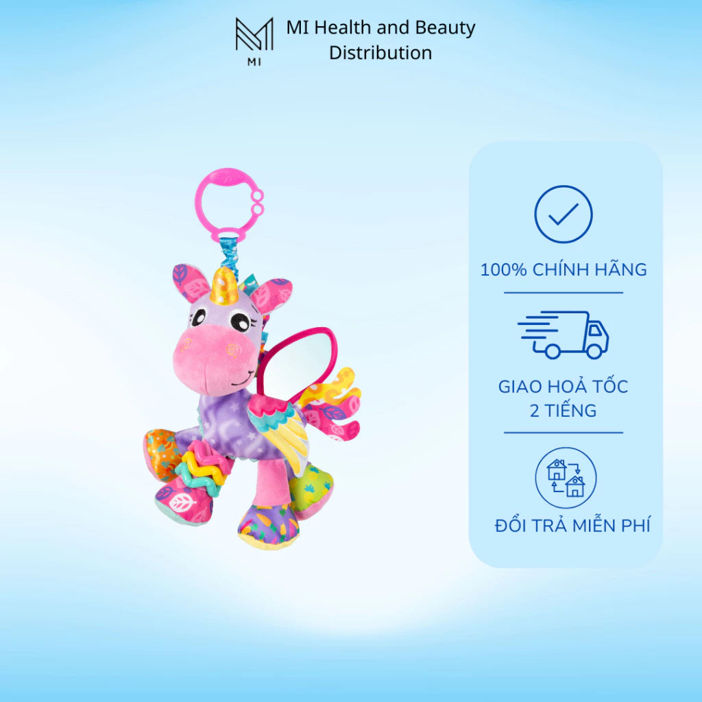 Playgro Activity Friend Stella Unicorn – Đồ chơi phát triển cảm giác cho bé, kẹp gắn xe đẩy/ghế ngồi, từ 0 tháng