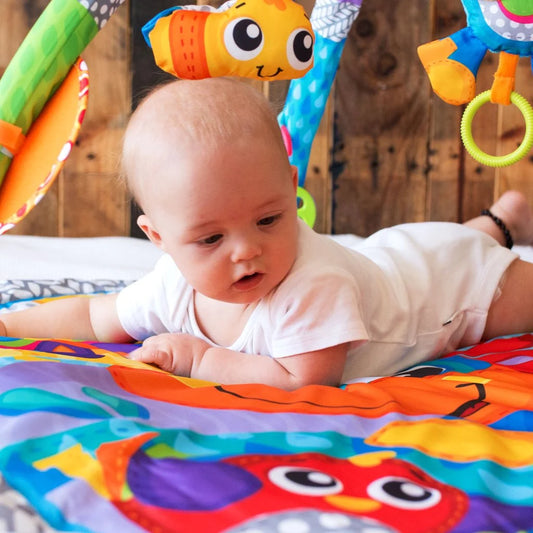 Playgro Clip Clop Musical Activity Gym – Thảm chơi nhạc cho bé với đồ chơi treo phát triển giác quan