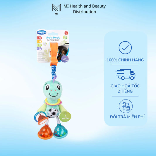 Playgro Dingly Dangly Denny Dino – Đồ chơi treo phát triển giác quan cho bé, có clip gắn tiện lợi