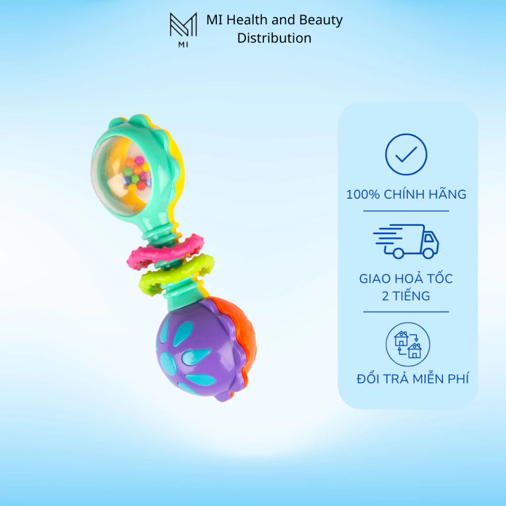 Xúc xắc thanh barbell phát triển giác quan + gặm nướu cho bé - Playgro Twisting Barbell Rattle