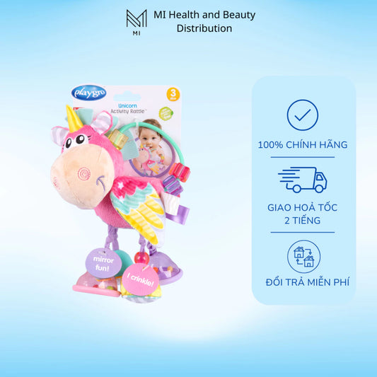 Playgro Unicorn Activity Rattle – Đồ chơi tương tác phát triển giác quan cho bé